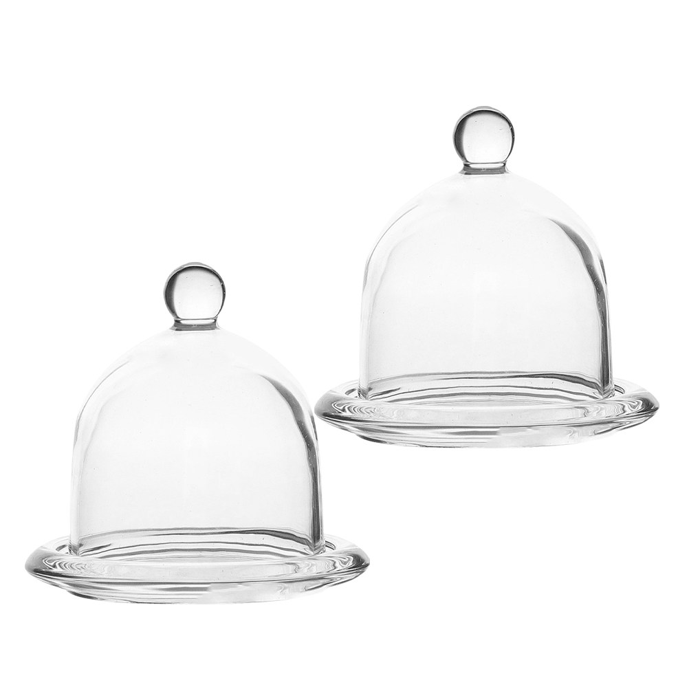2Pcs Glass Mini Glass Cake Sta - Plastic Dome Clear review and price